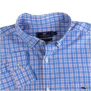Men's Vineyard Vines Classic Fit Tucker Shirt Long Sleeve Plaid Blue Pink Size L
